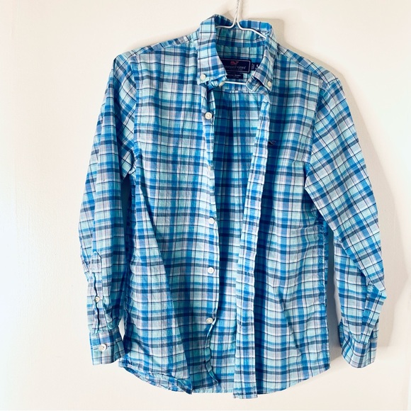 Vineyard Vines Whale Shirt in Blue Checkered Plaid - Picture 6 of 8